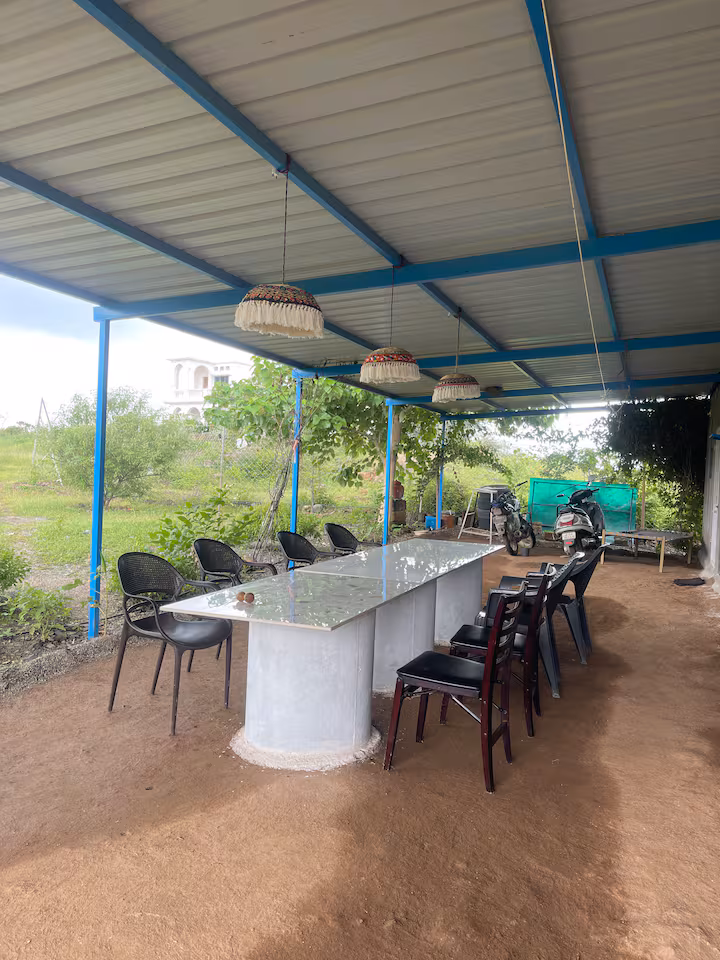 Outdoor dining area in daylight