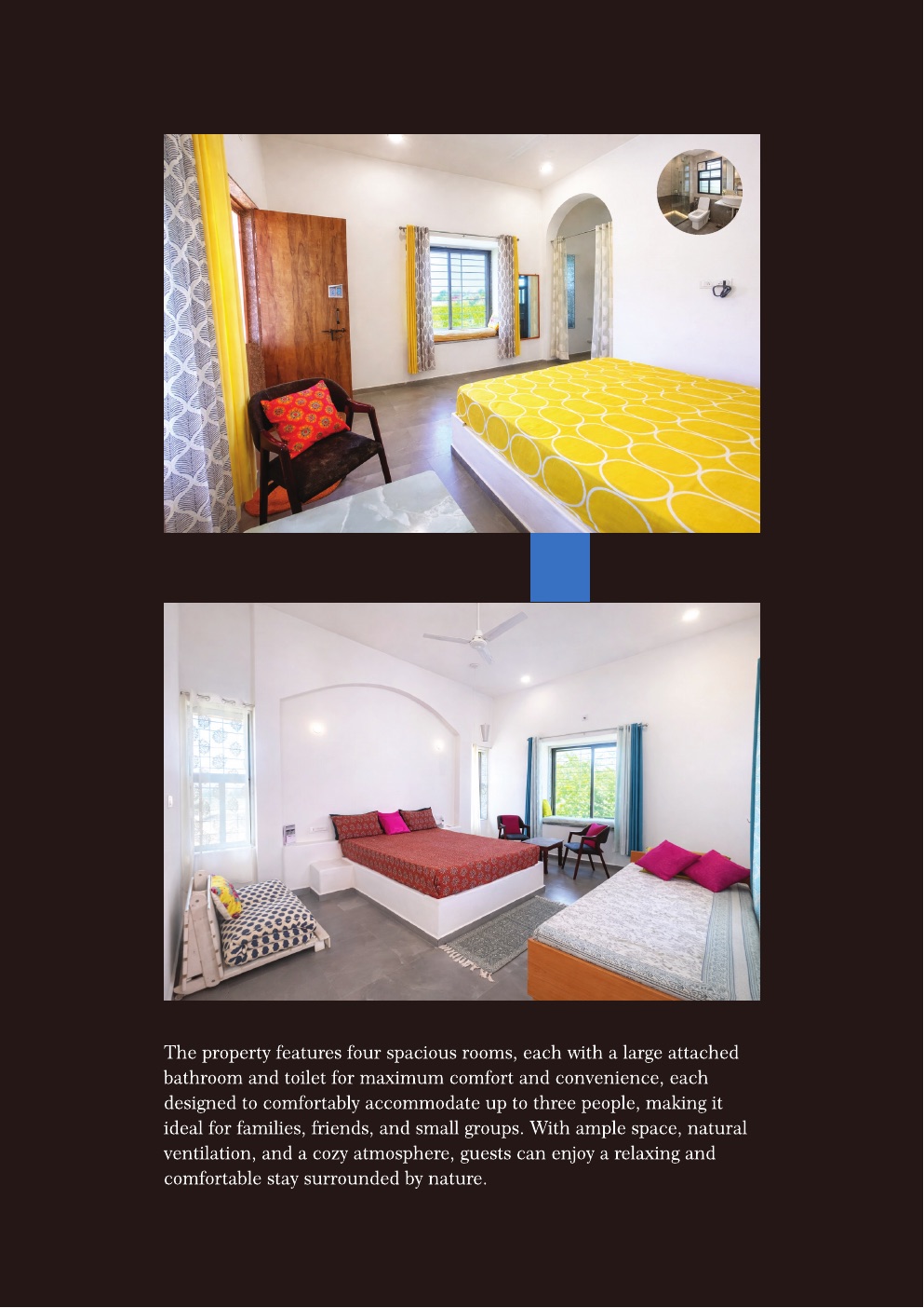 Bright guest rooms at Revan Hills